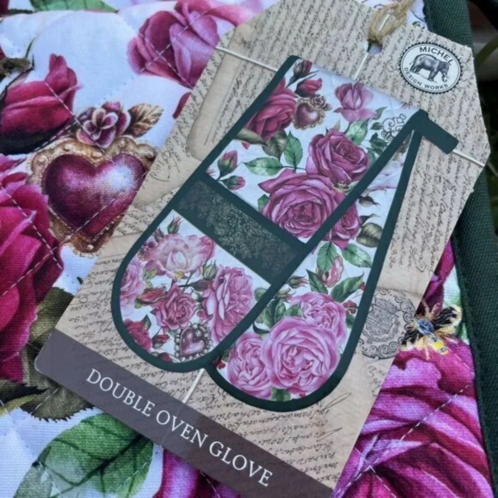 Michel Design Works Cotton Kitchen‎ Double Oven Glove Royal Rose Floral Mothers